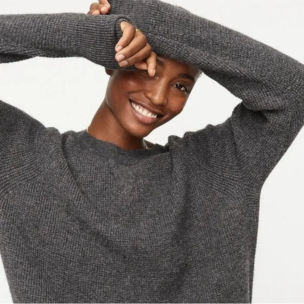 J. Crew Merino Wool Alpaca Waffle Crewneck Sweater in Supersoft Yarn Size Medium